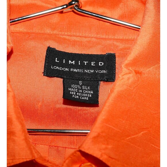 Orange Silk Button Down Collared Shirt Blouse Womens Size Small - Picture 4 of 4
